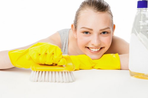 Hot water extraction cleaning equipment on a carpeted floor
